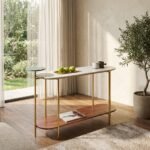 PRITI Console Table | Console Table for Living Room | Entryway Table - Marble & Wood - Image 5