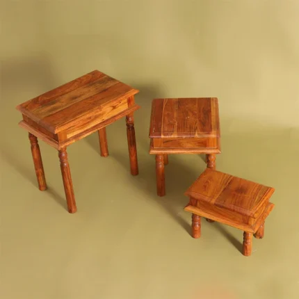 PRITI Wooden Table Set of 3 | Console Table Home | Wooden Side Table