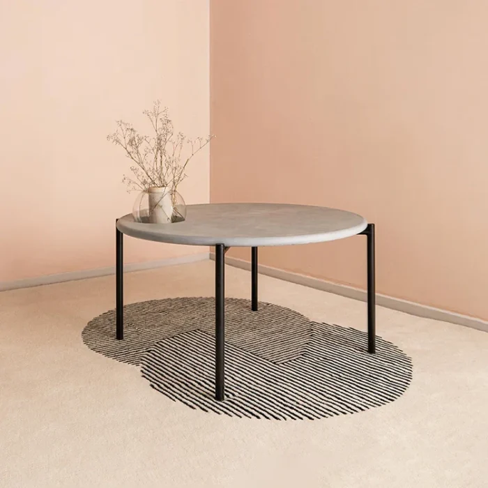 PRITI Coffee Table for Living Room - Grey & Black | Modern Center Table Design with Glass Bowl