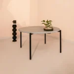 PRITI Coffee Table for Living Room - Grey & Black | Modern Center Table Design with Glass Bowl