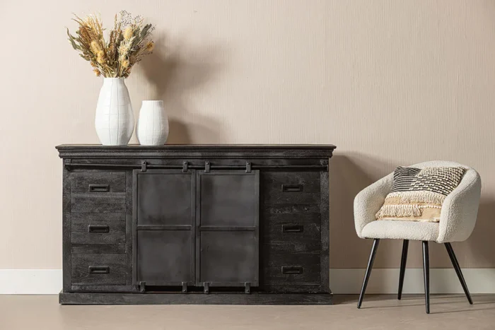 PRITI Dresser Sideboard 160 cm with Double Door Black