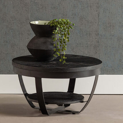 PRITI Coffee Table Round 65 cm Black