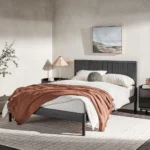 PRITI Transitional Solid Wood Queen Bed - Black