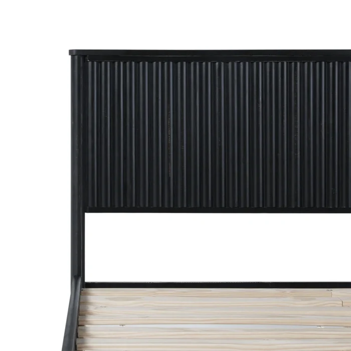 PRITI Transitional Solid Wood Queen Bed - Black