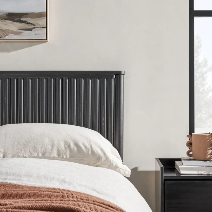 PRITI Transitional Solid Wood Queen Bed - Black