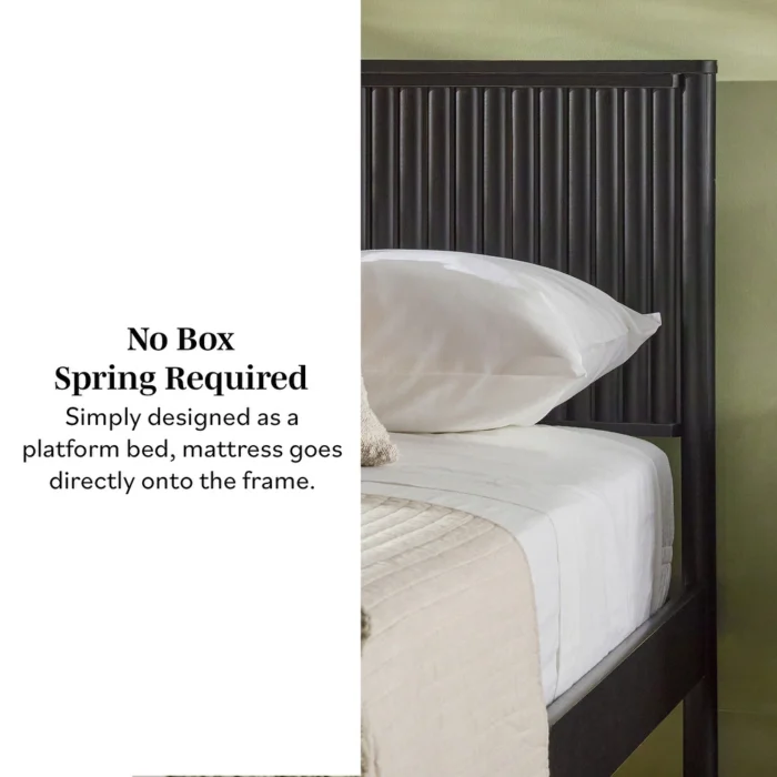 PRITI Transitional Solid Wood Queen Bed - Black