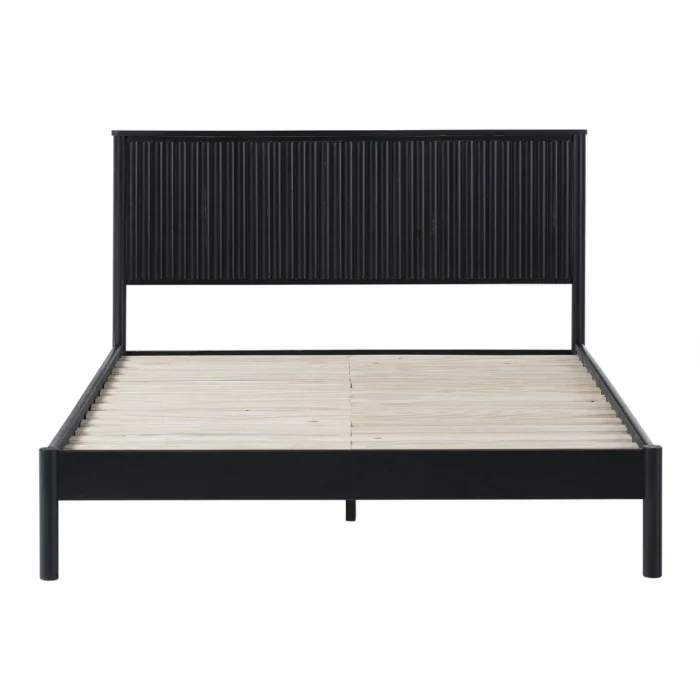 PRITI Transitional Solid Wood Queen Bed - Black