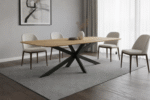 rectangular wooden top Dining Table with Metal Legs – PRITI