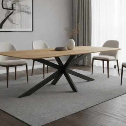 rectangular wooden top Dining Table with Metal Legs – PRITI