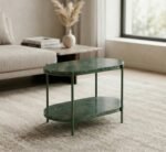 PRITI Green Marble Side Table with Metal Base