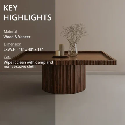 PRITI Parallel Lines Modern Coffee Table | Wooden Coffee Table