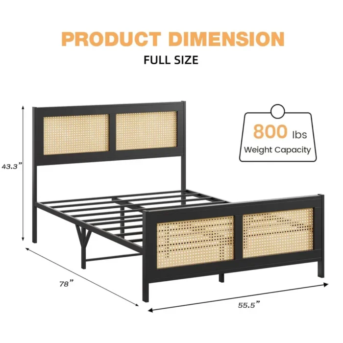 PRITI Rattan Bed Frame with Headboard