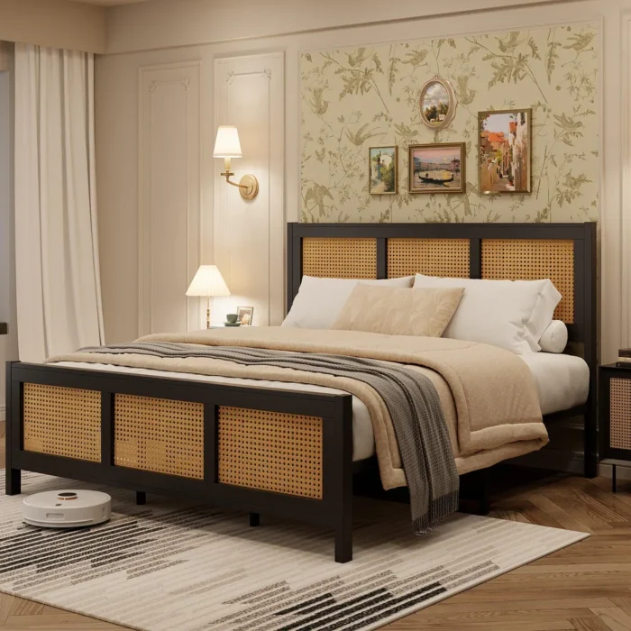 PRITI Rattan Bed Frame with Headboard