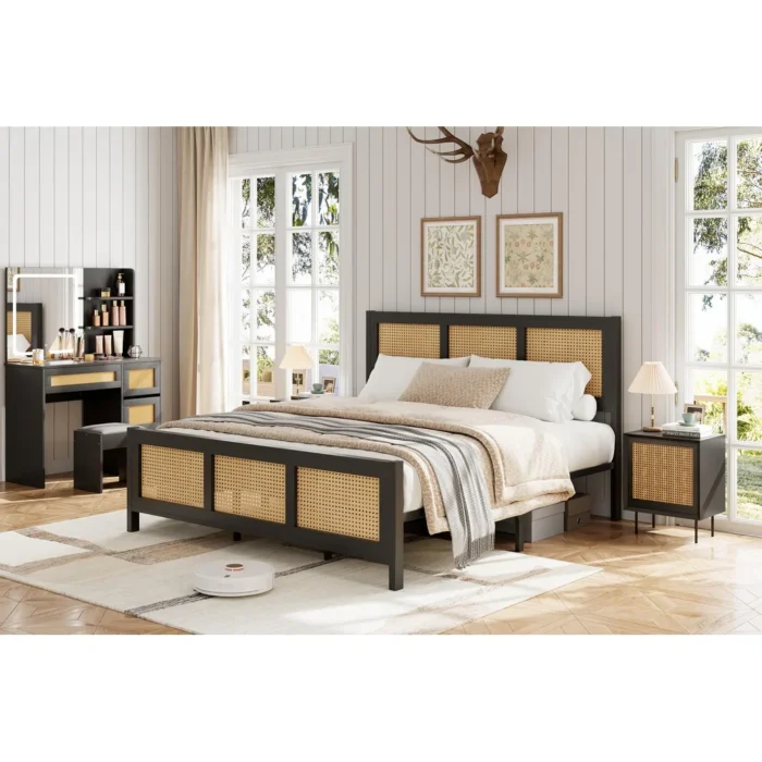 PRITI Rattan Bed Frame with Headboard