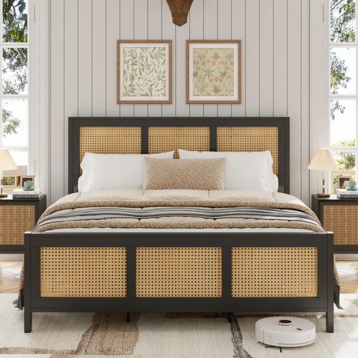 PRITI Rattan Bed Frame with Headboard