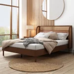 PRITI Rattan Wood Platform Queen Bed