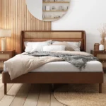 PRITI Rattan Wood Platform Queen Bed