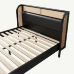 PRITI Rattan Wood Platform Queen Bed