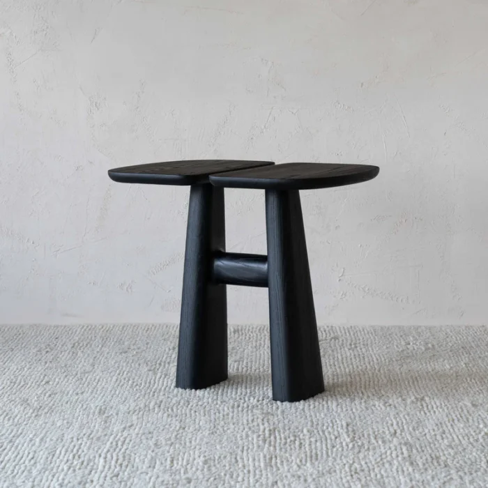 PRITI Solid Wood Black Side Table