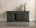 TV Cabinet 120 cm Black (Solid Wood) - PRITI - Image 5