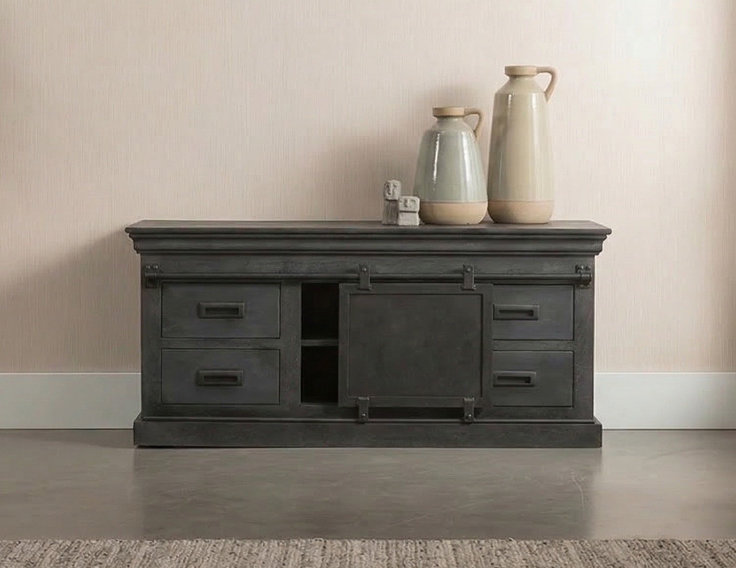 TV Cabinet 120 cm Black (Solid Wood) – PRITI TV Cabinet 120 cm Black (Solid Wood) – PRITI