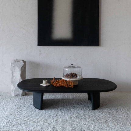 PRITI Black Wooden Oval Coffee Table