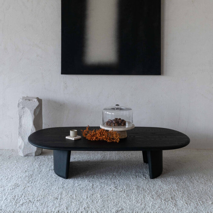 PRITI Black Wooden Oval Coffee Table