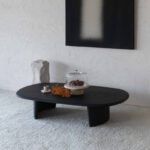 PRITI Black Wooden Oval Coffee Table