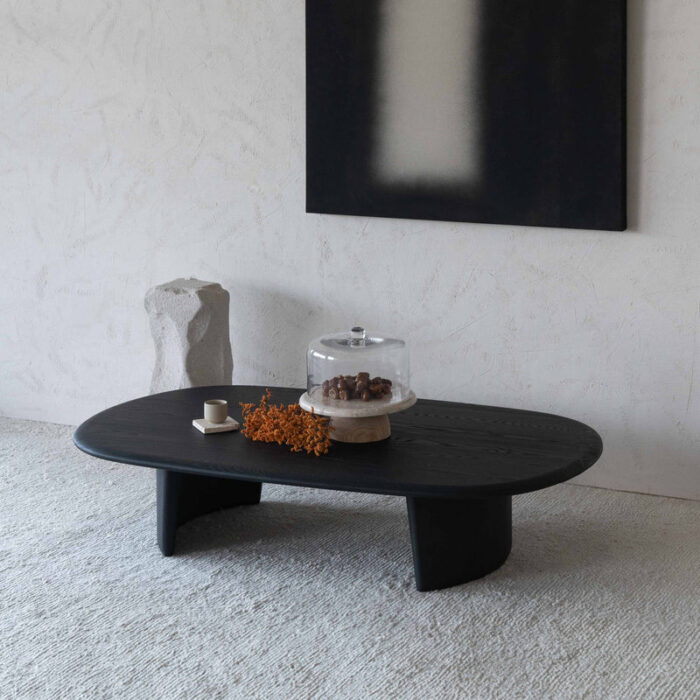 PRITI Black Wooden Oval Coffee Table