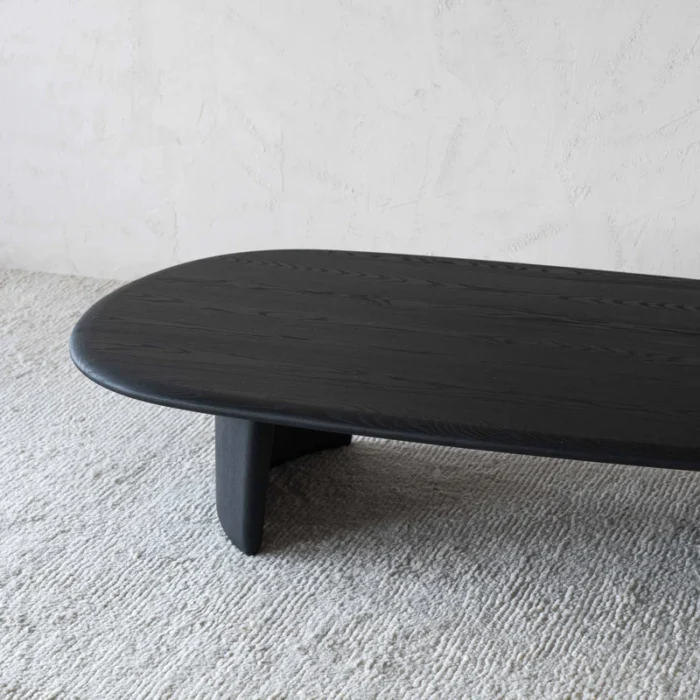 PRITI Black Wooden Oval Coffee Table