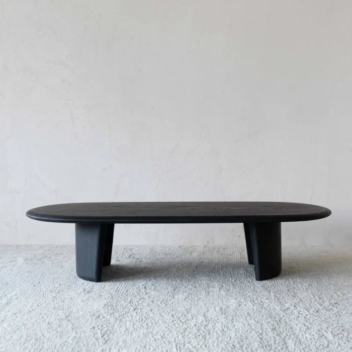 PRITI Black Wooden Oval Coffee Table