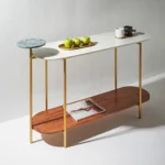 PRITI Console Table | Console Table for Living Room | Entryway Table - Marble & Wood - Image 11
