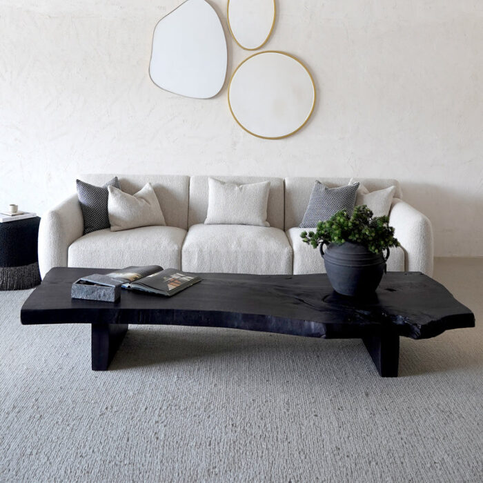 PRITI Handcrafted Black Solid Wood - Live Edge Coffee Table