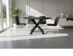 PRITI Black Solid Wood Dining Table