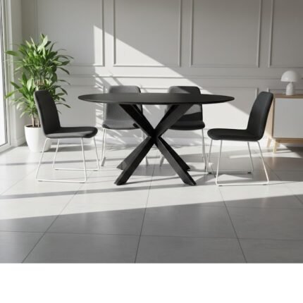 PRITI Black Solid Wood Dining Table