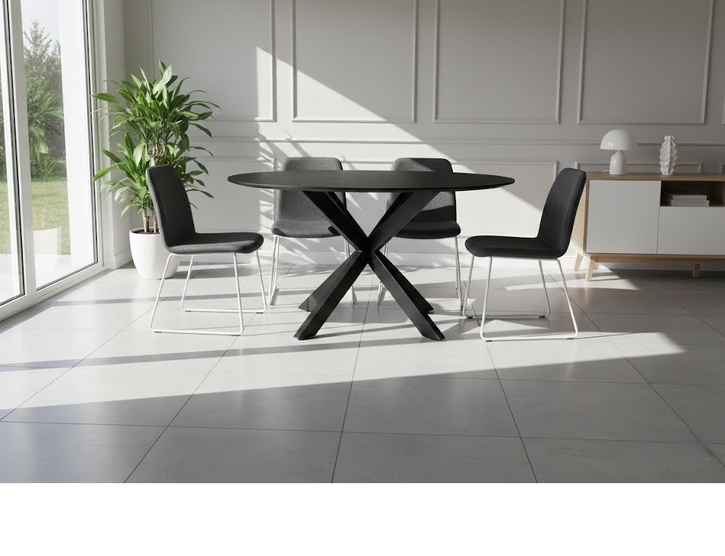 PRITI Black Solid Wood Dining Table PRITI Black Solid Wood Dining Table