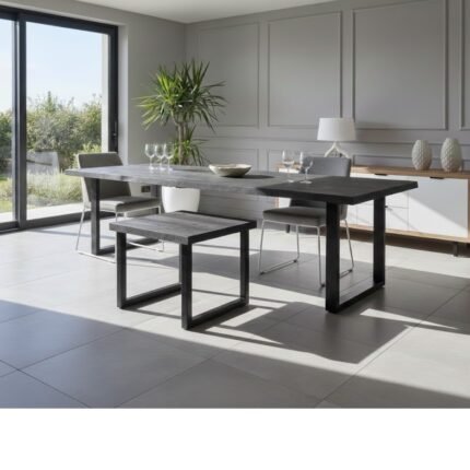 PRITI Brown Rectangular Wooden Dining Table (Solid Wood )