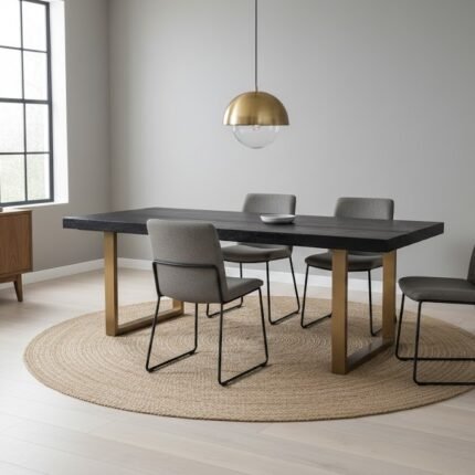 PRITI Rectangular Wooden Dining Table (Top Solid Wood )