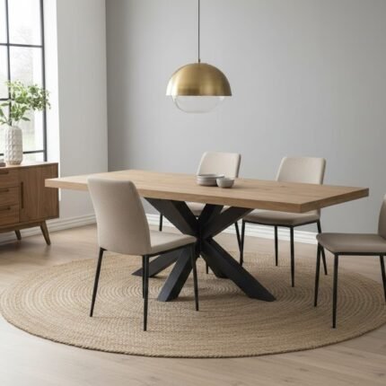 PRITI rectangular-wooden-dining-table-28 (Solid Wood)