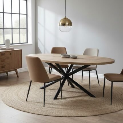 PRITI Round Dining Table With metal spider leg