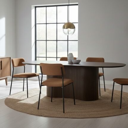 PRITI Solid Wood Ovel Dining Table