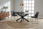 PRITI Wooden Black Top Dining Table