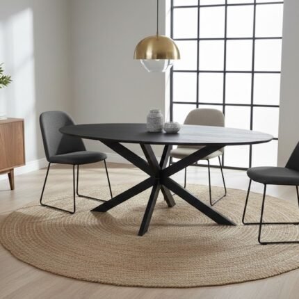 PRITI Wooden Black Top Dining Table