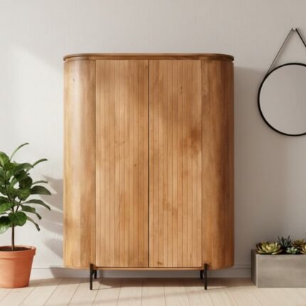 Wall Cabinet Light Brown 150 cm (Solid Wood) – PRITI