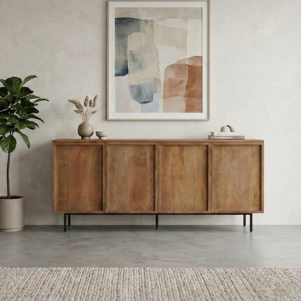 PRITI 4-Door Sideboard with Metal Legs – 180 cm