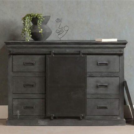PRITI Dresser Sideboard 140 cm Black (Solid Wood )