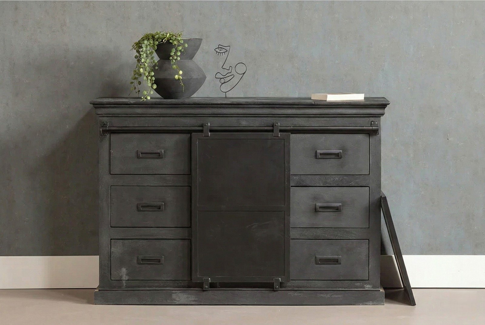 PRITI Dresser Sideboard 140 cm Black (Solid Wood ) PRITI Dresser Sideboard 140 cm Black (Solid Wood )