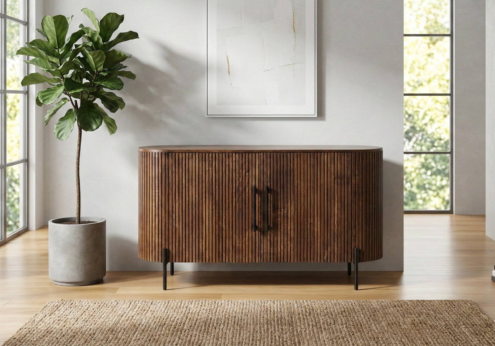 PRITI Handicraft Brown Wood Sideboard 140 cm PRITI Handicraft Brown Wood Sideboard 140 cm