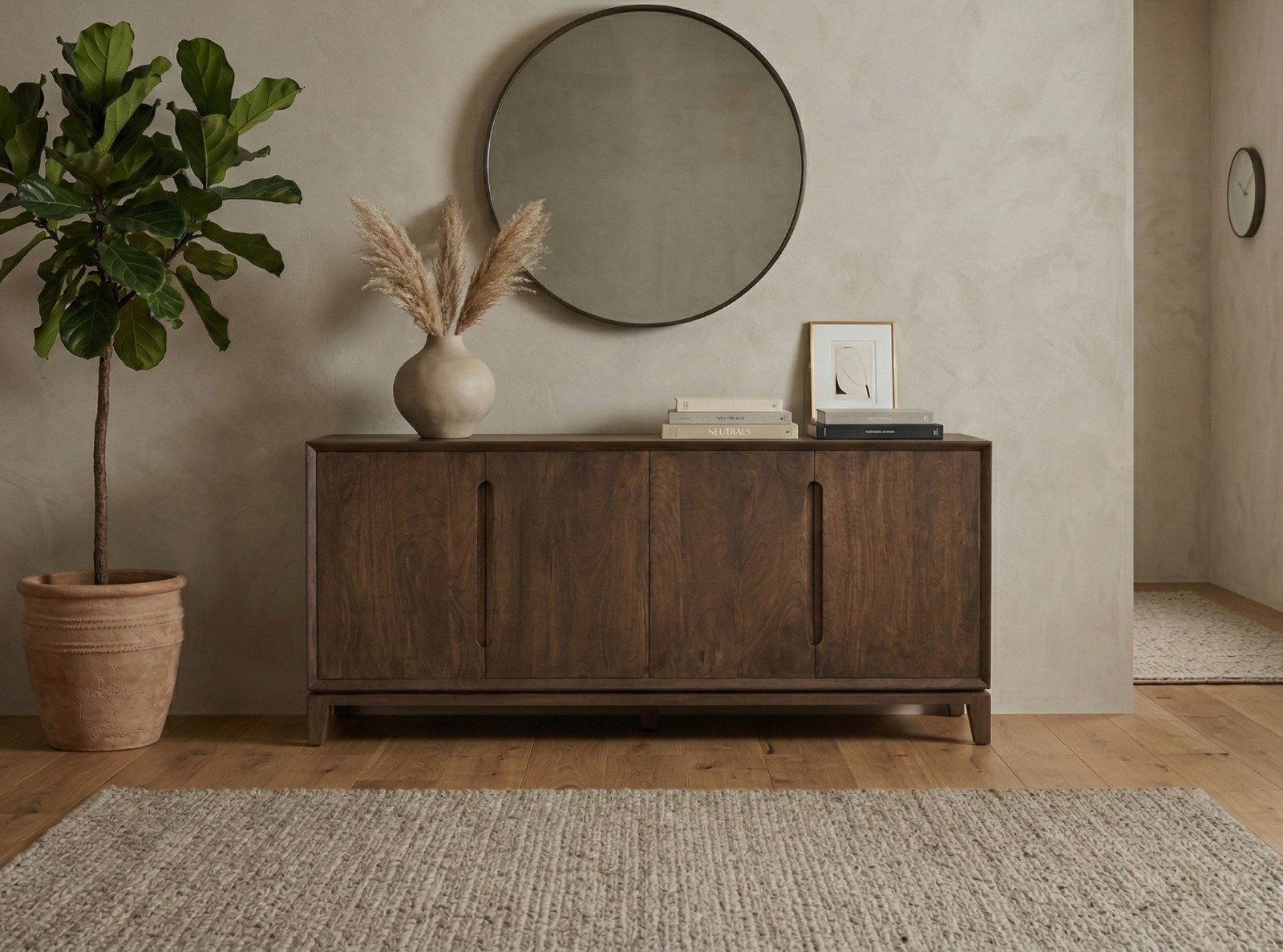 PRITI Solid Brown Wooden Sideboard PRITI Solid Brown Wooden Sideboard – 190 cm ,PRITI Solid Brown Wooden Sideboard