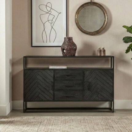 PRITI Wooden Dresser Sideboard 145 cm Black